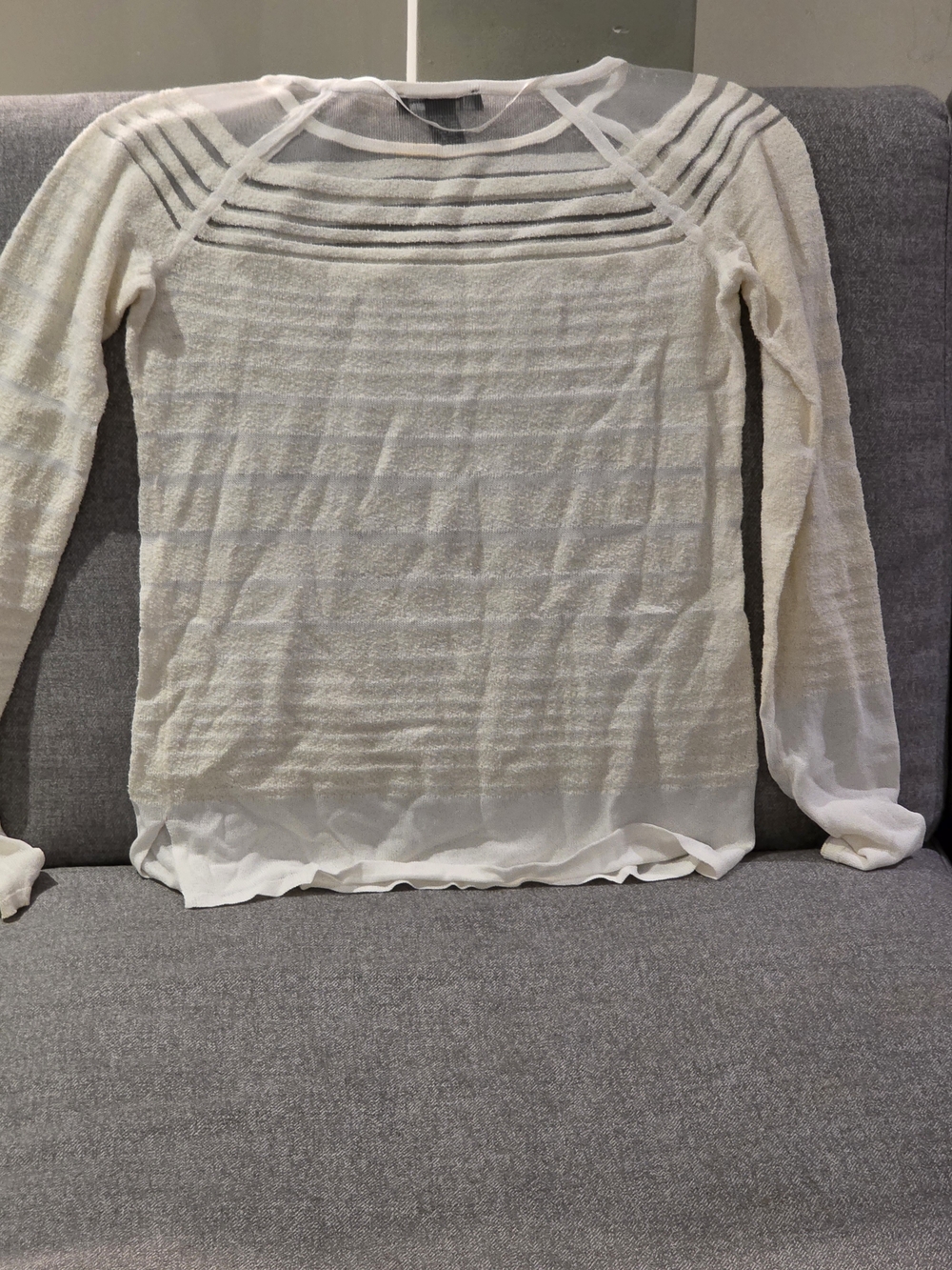 INC International Concepts Cream  Striped Lightweight Crew Top Women's XS